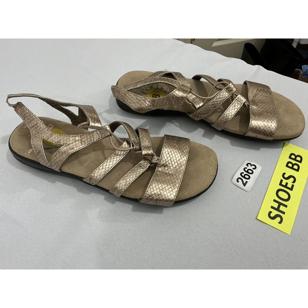 Womans Life Stride Simply Comfort Size 8 Strappy Open Toe Sling Back Gold Sandal - Picture 2 of 7